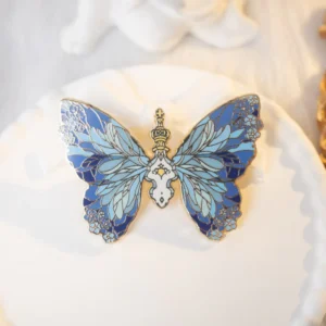 Crowned Blue Butterfly Enamel Pin, Insect King Brooch